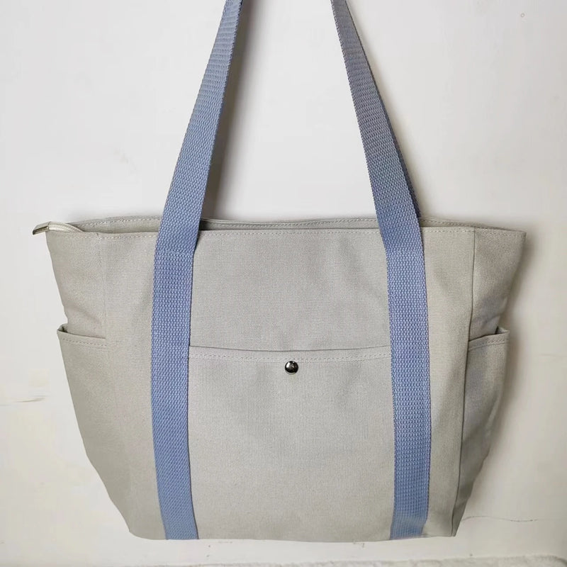 Student Classroom Canvas Handbag New Single Shoulder Tote Bag Large Capacity Commuter Shopping Bag