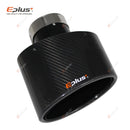 EPLUS Gloss Carbon Fiber Auspuffblende Endrohr Auspuffdüse Dekoration Universal Edelstahl Schwarz Oval 150mm Neigung Links Rechts