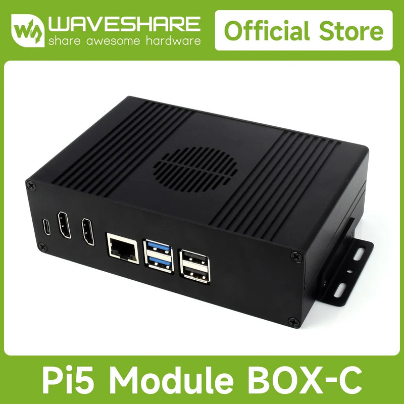 Waveshare Multi-functional All-in-one Mini-Computer Kit Designed for Raspberry Pi 5, Aluminum Alloy Case Option for PCIe adapter