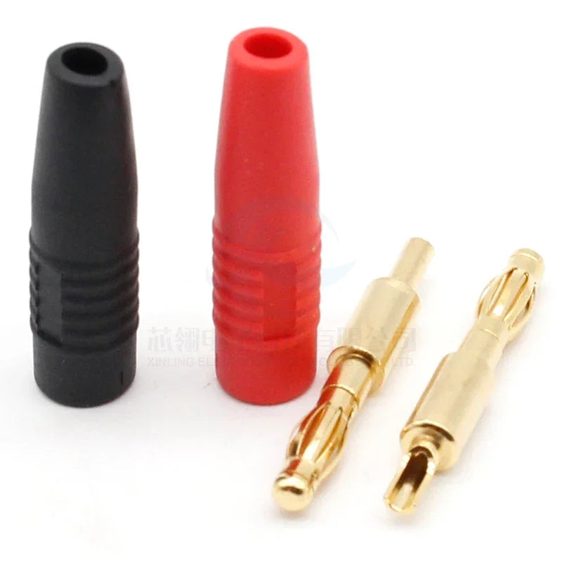 4pcs 4mm Plugs Gold Plated Musical Speaker Cable Wire Pin Banana Plug Connectors