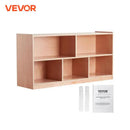 SucceBuy Cubby Mobile Tray Storage Cabinet Cubby Storage Cabinet 2-shelf Classroom Furniture for Home Daycare Preschool Natural