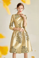 Luxury Trench Women Autumn Winter Jacquard Coat Covered Button Golden Dress Coat Jacket Overcoat New Year Evening Wear