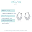 925 Silver Weave Hollow Moon Hoop Earring For Women Fashion Jewelry