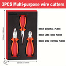 3 Piece Pliers Set - Professional Grade Pliers includes 8”Long Nose Plier,8”Diagonal Cutting Plier,8”Combination Plier Steel