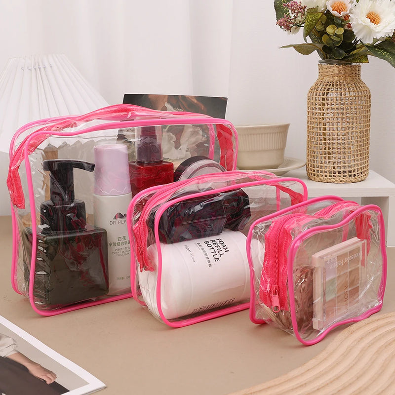 Minimalist Transparent Makeup Bag PVC Waterproof Cosmetic Storage Case Travel Make Up Organizer Pouch Bath Toiletry Wash Bag