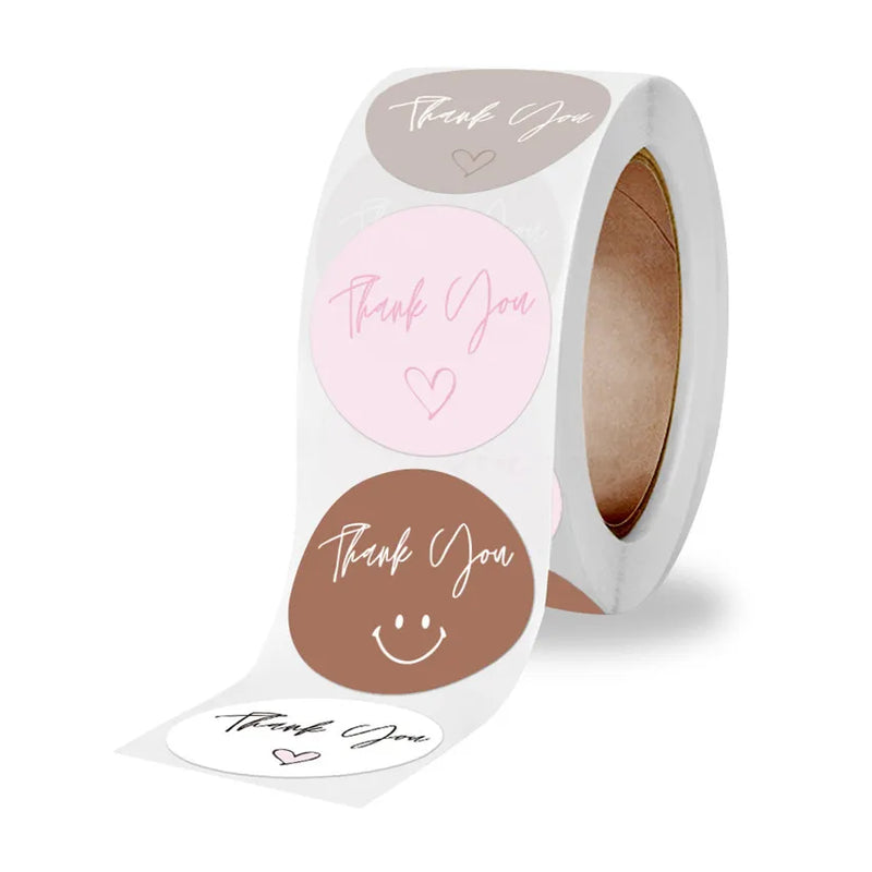 Thank You Stickers Roll |1 inch | Waterproof | 500 Labels for Small Business Stickers| 4  Designs