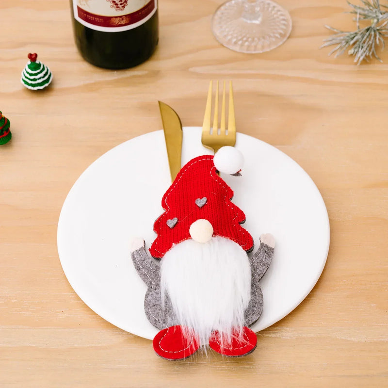 Christmas Cutlery Holder Knife Fork Bags Gnome Santa Claus Xmas Tableware Holders Party Dinner Table Decoration Supplies