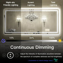 LED Light, Anti-Fog Vanity Mirror Dimmable Led Makeup with Memory Function Mirror Glass Shatter-Proof