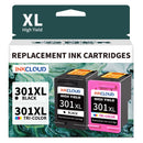 INKCLOUD 301XL Ink Cartridges Replacement for HP 301 for Envy  4500 4502 5530 DeskJet 1000 1050 2050 2510 OfficeJet 2620 4630