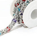 1 Meter 10mm Width Stainless Steel Chunky Knot Silicone Beads Chains for DIY Hip Hop Necklaces Jewelry Making Findings  Supplies