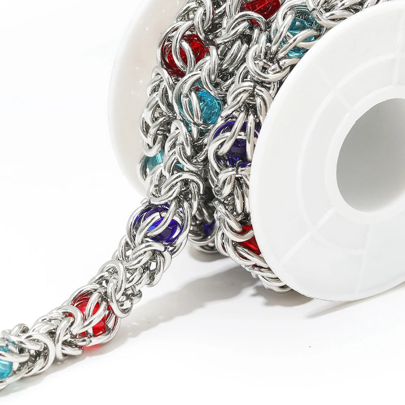 1 Meter 10mm Width Stainless Steel Chunky Knot Silicone Beads Chains for DIY Hip Hop Necklaces Jewelry Making Findings  Supplies