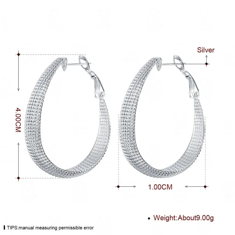 New 925 Sterling Silver Hoop Earrings For Women Wedding Gift Fine Europe Jewelry Christmas Gift Engagement Party