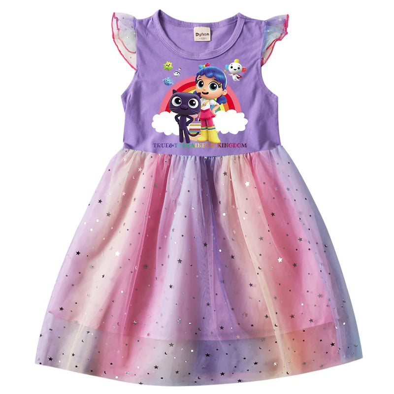 Cartoon True and The Rainbow Kingdom Costume Baby Girls Cute Summer Dress Kids Wedding Party Dress-up Children Princess Vestidos