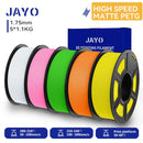 JAYO PETG 3D Filament 1.75MM High Speed PETG 3D Printer Filament 4Rolls High Flow Speedy Matte Effect 3D Printing Mateials