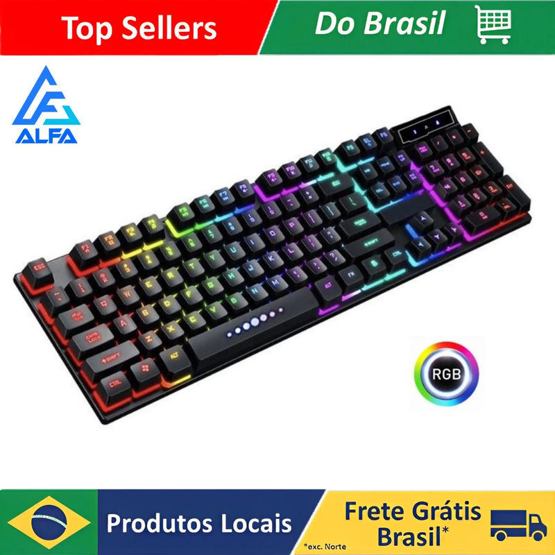 Teclado Gamer Semi-mecânico RGB LED Retroiluminado Computador Pc Original