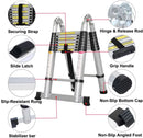 5M Telescopic Folding Ladder with Stabilizer Bar, Extension Ladder A-Frame Multi-Purpose Folding Ladder 330lb Capacity