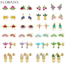 Colorful 925 Sterling Silver Ear Needle Crystal Zircon Mini Cute fruit Animal stud Earrings For Women delicate Fashion Jewelry