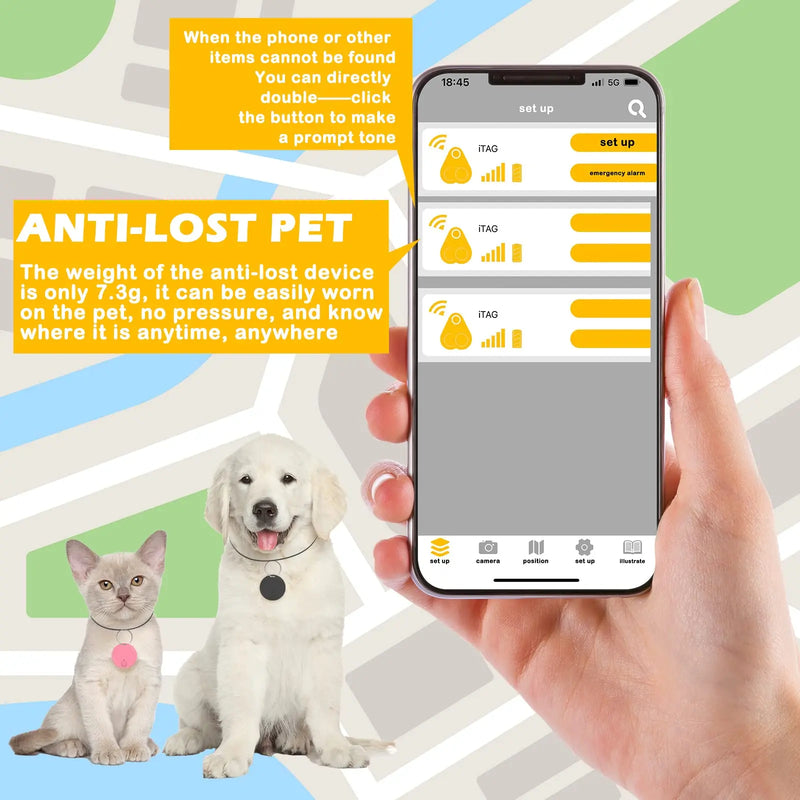 Mini Bluetooth GPS Tracker Pet Supplies Keychain Wallet Collar Tracking Device Accessories Cat Dog Anti-lost Tag Locator