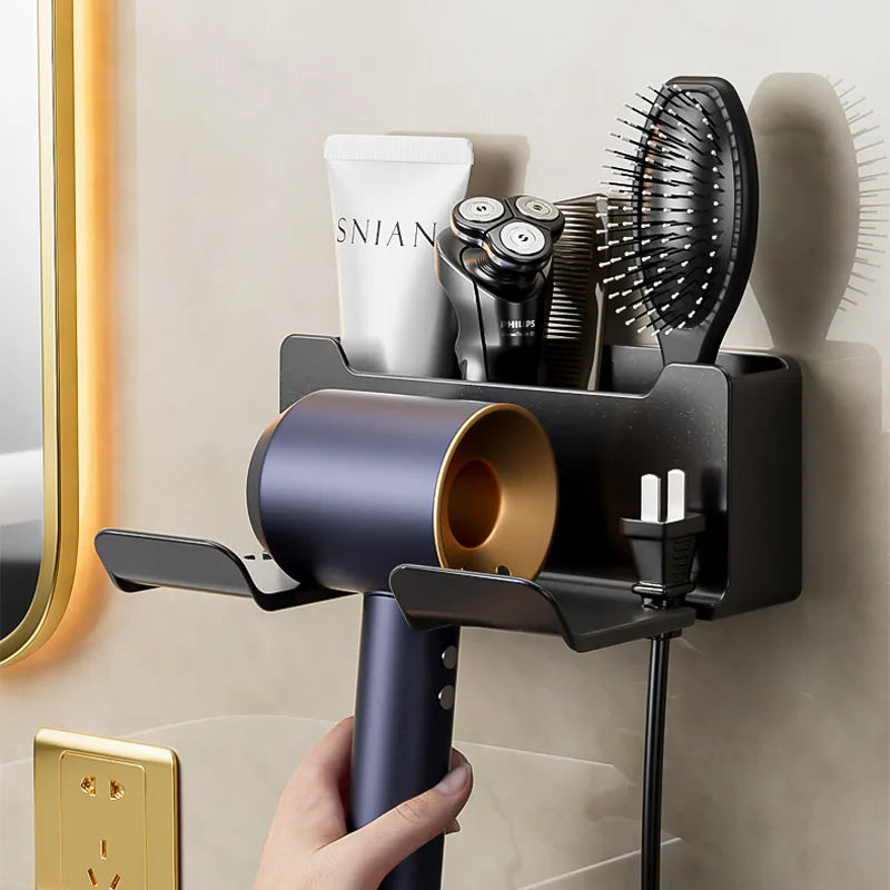 Hair dryer storage rack without punching, bathroom hair dryer hanging rack, bathroom wall mounted air duct bracket, storage tool