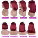 99J Burgundy Lace Front Wig Short Bob Wig Human Hair 13x4 Bone Straight Lace Frontal Wig 7x5 13x4 Glueless Red Colored Hair Wigs