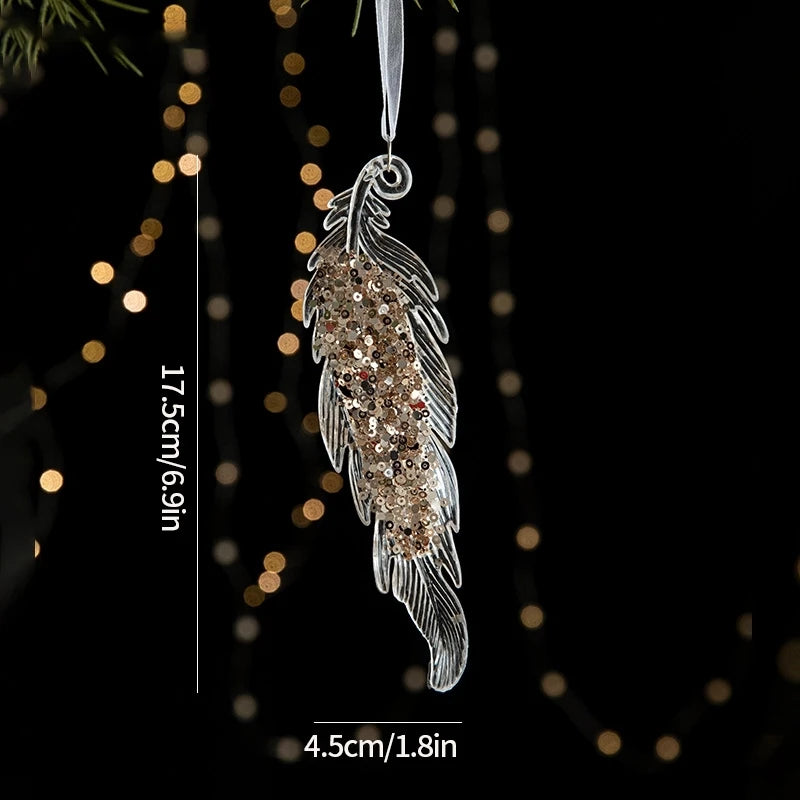 Christmas Decoration Acrylic Snowflake Icicle Pendants Xmas Tree Decor Snowflower Bell Hanging Pendant Home New Year Gift 2025