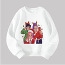 Christmas Kids Crew Neck Sweatshirt with Festive Cartoon Characters for Holiday Fun