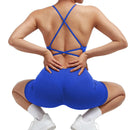 2024 Bauchweg Gepolsterter Einteiler Sport-BH Gerippte Schnelltrocknende Fitness-Oberteile Damen Neckholder Strampler Nahtloser Overall