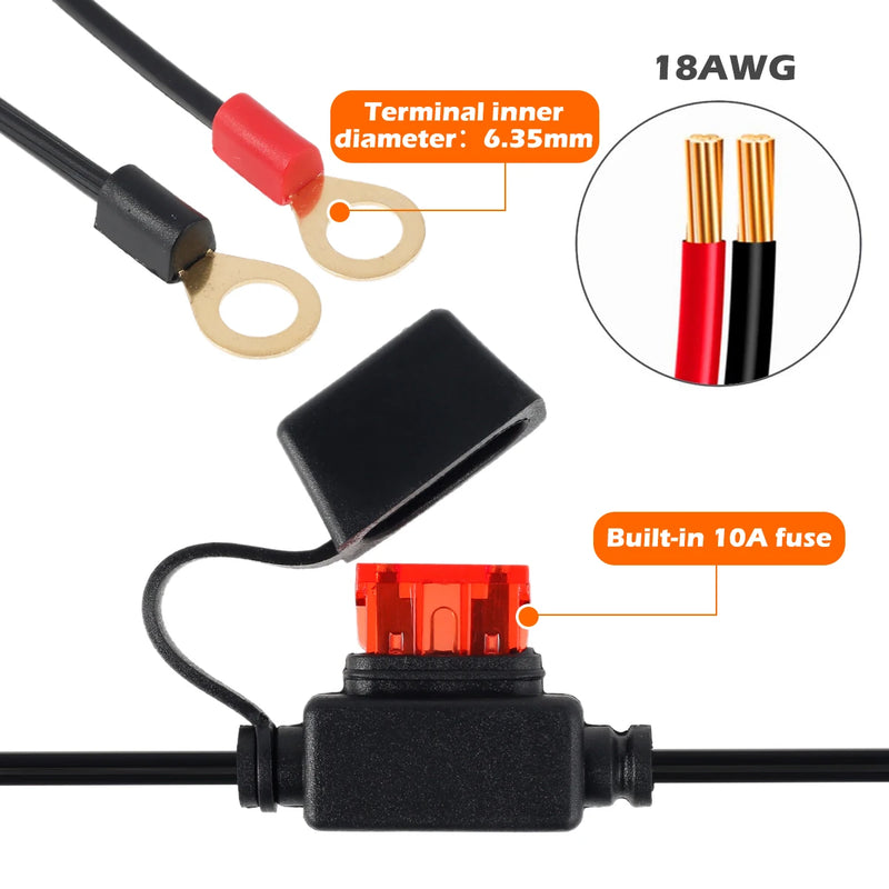 SAE to Ring Terminal Harness Accessory Motorcycle Battery Charger Cord Sae to O Ring Terminal Quick Disconnect Extension Cable