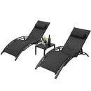 Aluminum Lounge Chair for Outside with 5 Adjustable Positions+Table 3Pcs Chaise Outdoor for Pool, Garden,Beach,Camping,Backyard