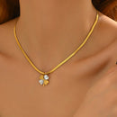 Lxalry 18K Gold-Plated Double Luck Necklace, Four-Leaf Clover, Hypoallergenic, For Women/Wife/Mom, Valentine's Day, Birthday