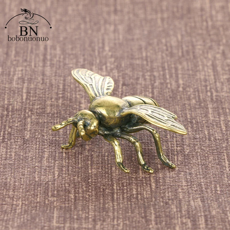 Solid Brass Honeybee Insect Figurines Miniature Tea Pet Funny Beetle Craft Collection Desktop Small Ornaments Home Decorations