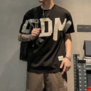 2023 Summer Casual All-match Trend Korean Fashion Short Sleeve Round Neck Solid Color Letter Printed Loose Fashion Youth T-shirt