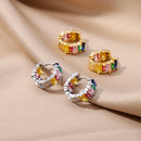 Rainbow Cibic Zircon Hoop Earrings For Women Gold Plated Stainless Steel Square Earring 2023 Luxury Aesthetic Jewelry aretes