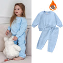 2026 New Arrivals Little Girls Clothing Tracksuit 2 Pieces Set Warm Fleece Plain Top Sweatshirt+Pants Loungewear Suit For Kids