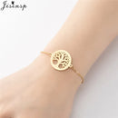 Stainless Steel Plant Charm Bracelet Minimalist Lotus Mandala Leaf Snowflake Bracelets for Women Tree of Life Bangles Jewelry
