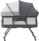 Baby Grab-and-go Travel Cot  with Mattress & Silent Wheels,  Rocking Crib Convertible, XYT-001