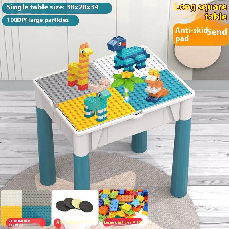 Multi Kids Activity Table Building Blocks Table For Toddlers Ake Apart Toys With Storage Learning Montessori Particle Board Toys