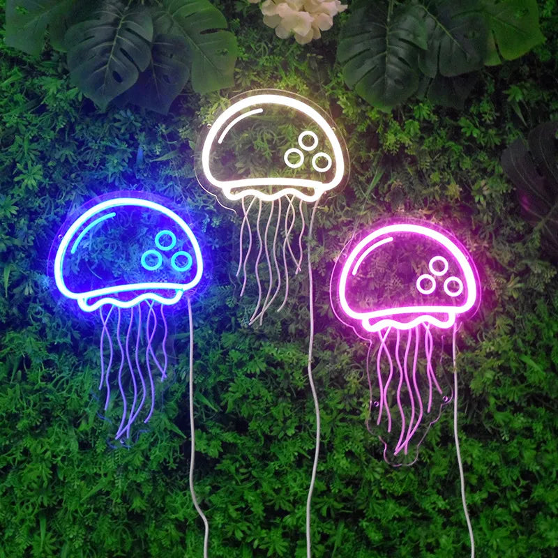 Jellyfish Neon Sign Light LED Wedding Lighing Love Logo Lamp Cute Cloud Christmas Decor Moon Lamp Wall USB Powered Home Decor