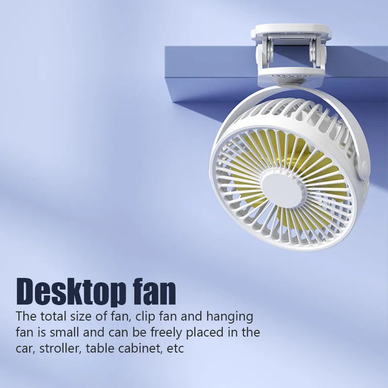 Portable USB Rechargeable Table Fan Mini Handheld Clip Electric Fan Rechargeable Adjustable Clip-on Fan For Student Dormitory