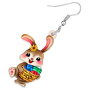 BONSNY Acrylic Easter Basket Egg Rabbit Dangle Drop Earrings Jewelry For Women Girls Kids Gifts Accessories