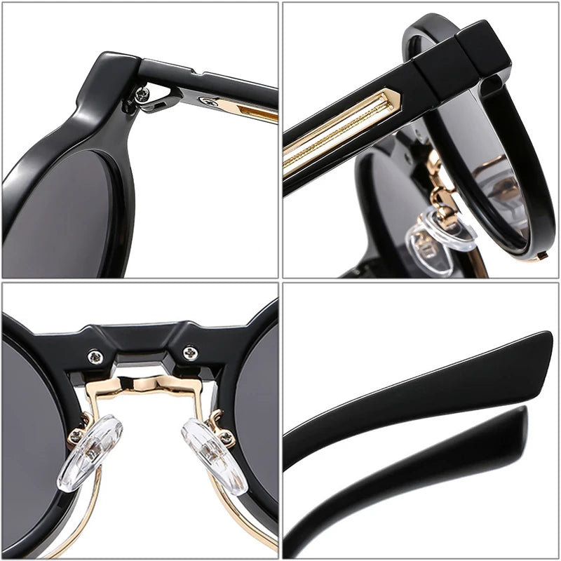 SO&EI New Small Round Sunglasses Retro Punk Gradient Shades UV400 Women Men Fashion Sun Glasses