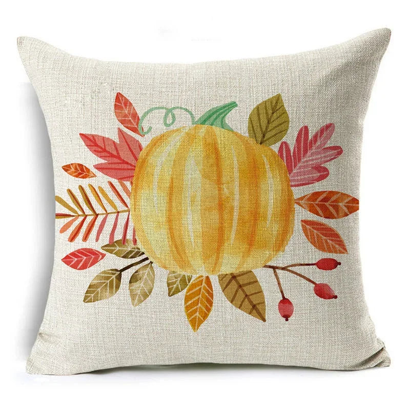 Thanksgiving Pumpkin Plant Pillowcases Linen Decor Throw Cushion Cover For Car Sofa Pillowcase Outdoor Garden Home Decoration