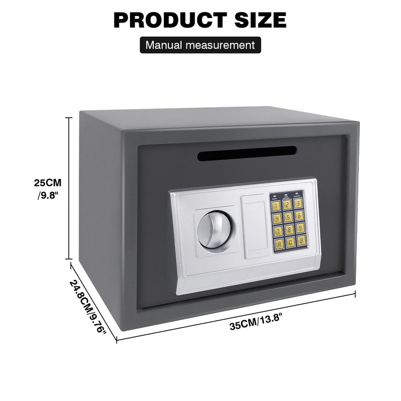 4.6L/8.5L/16L Safes for Home+ 2 Manual Override Keys,Security Safe Cash Box with Double Digital Keypad&Safety Key Lock Cabinet