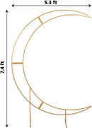 7.5ft Gold Metal Crescent Moon Wedding Arch Stand, Curved Flower Balloon Frame