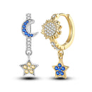 New 925 Silver Color Earrings Butterfly Firefly Ladybird Cactus Chameleon Star Double Hoop Earrings Fashion Party Unique Jewelry