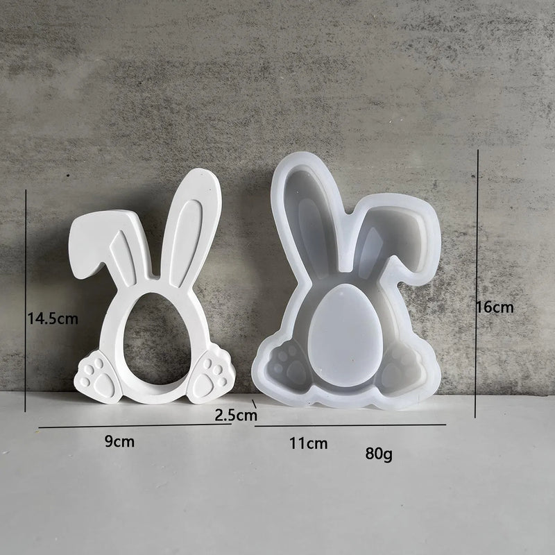 Rabbit Family Silicone Mold Bnuuy Family Concrete Plaster Casting Mould Easter Series Heart Rabbits Plaster Ornaments Molds