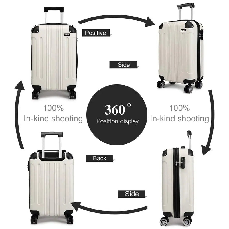 KONO 65x42x26cm Medium Grow Suitcase Lightweight Hard Case 65L Trolley suitcase with 4 Twin wheels ABS