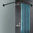 Shower Curtain Rail L Shape No Drilling Rail Corner Stainless Steel Telescopic Rod with Shower Curtain Rings