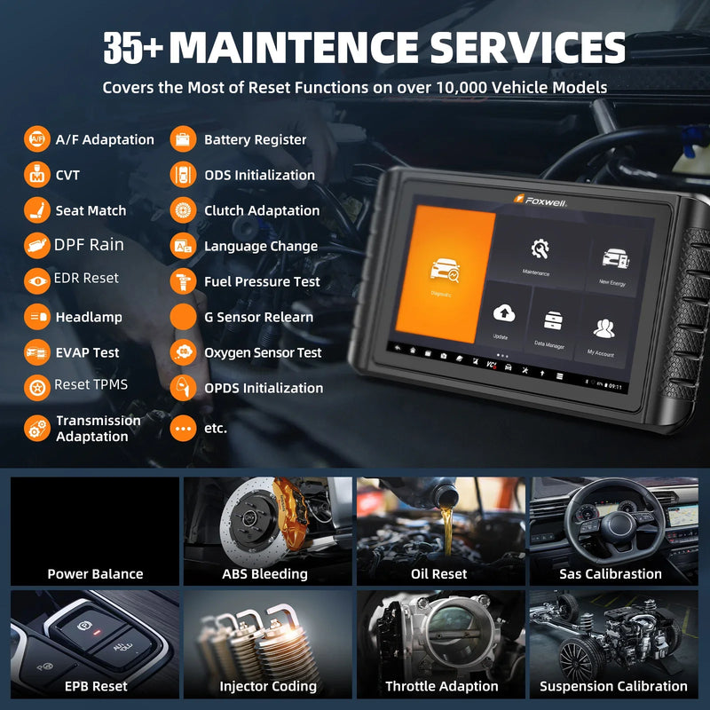 2025 New Foxwell NT1009 OBD2 Auto Scanner ECU Coding All System Diagnose Tool 35 Reset Bidirectional OBD2 Car Diagnostic Tools