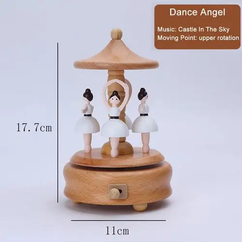 Elegant Wooden Music Box Castle Carousel Musical Box Birthday Christmas Gift For Girlfriend Boyfriend Music Sound Box Present